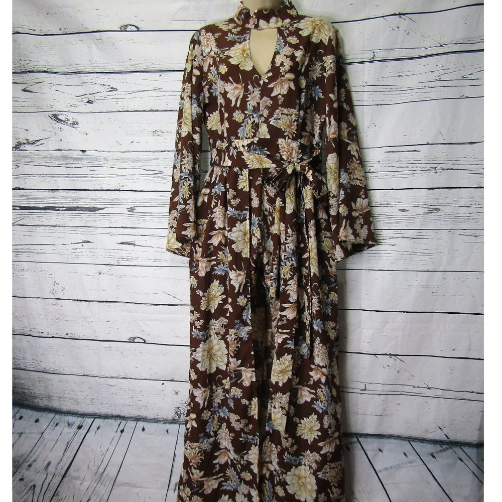 Chloah Long Sleeve Floral Maxi Romper